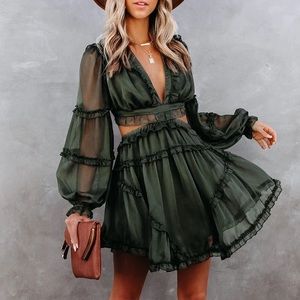 NWT! VICI - Marie Ruffle Tiered Cutout Dress